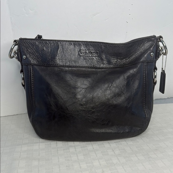 Coach Black Leather Zoe Hobo Shoulder Bag with Silver Hardware - Picture 1 of 9